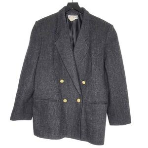 Vintage Laura Gayle Wool Blazer Gray Old Money Classic Double-Breasted Office 16